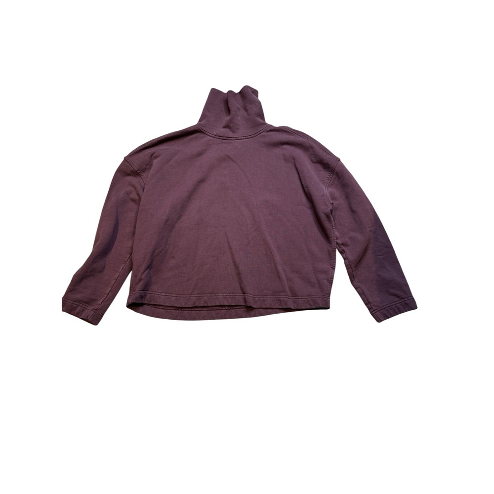 Everlane Organic Cotton Cropped Turtleneck Sweater Purple Pullover